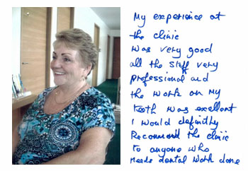 Dental holiday review Thailand Mary B - the work on my teeth was excellent, I would defiantely recommed the clinic to anyone.